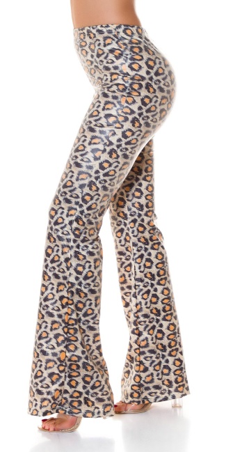 highwaist wetlook flared pants Leopard
